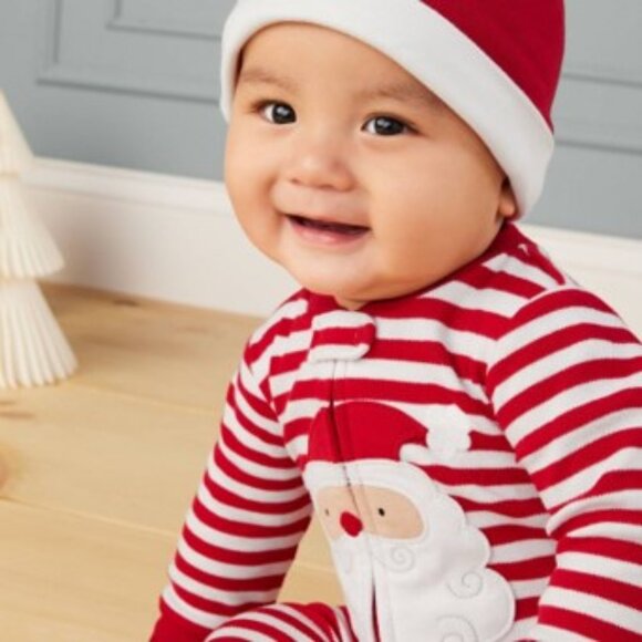 Carter's Just One You Striped Santa Baby Onesie Sleep N' Play Size Newborn NWT - Picture 5 of 5